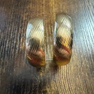 Gold Tone Textured Hoop Earrings Cocktail Fashion